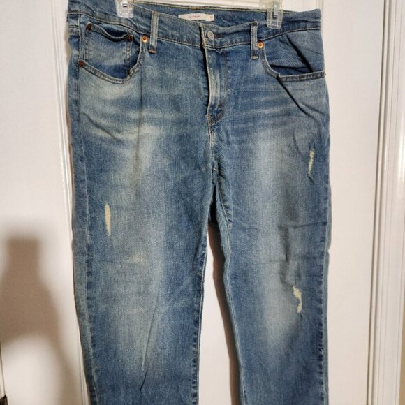 Levi's Denim - Levis Boyfriend Jeans Womens 31 Blue Denim Distressed Mid Rise